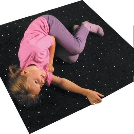 Milky way tapijt zwart 120 x 120 cm met lichtbron 14736085