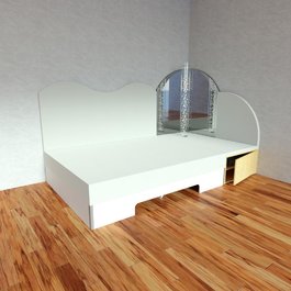 Hudební vodní postel ve společné sestavě s bublinkovým válcem a zrcadly